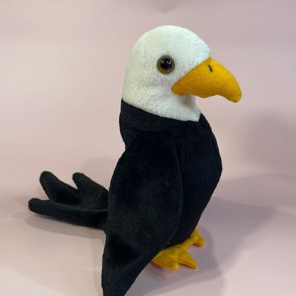 Baldy The Bald Eagle 1996 Ty Beanie Baby P.E. Pellets Vintage ear and Tush tags - Picture 3 of 9
